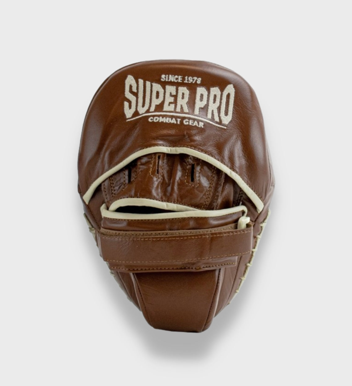 Super Pro Handpads Vintage Curved Leer - Bruin/Wit - Trap & Stootkussens