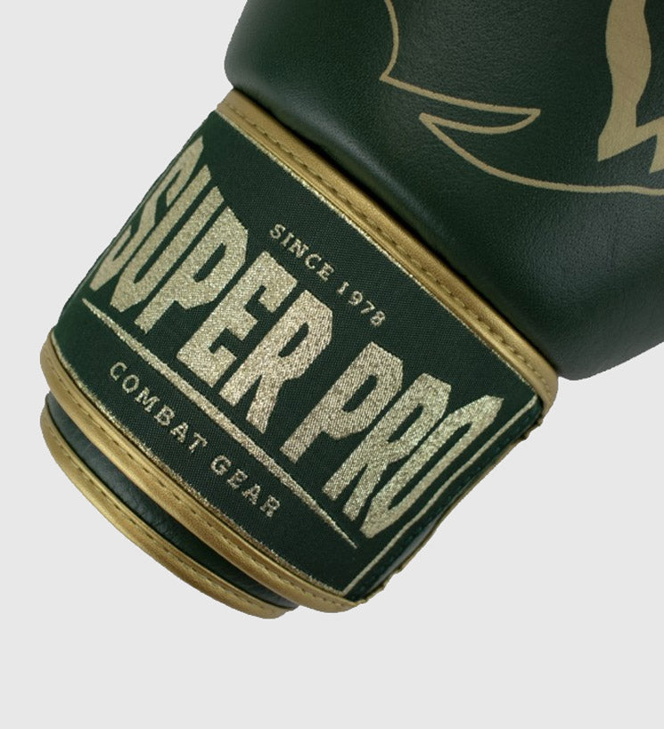 Super Pro (Kick)Bokshandschoenen Warrior - Groen/Goud - (Kick)Bokshandschoenen