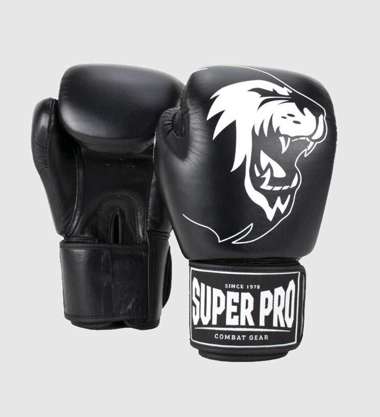 Super Pro (Kick)Bokshandschoenen Warrior - Zwart/Wit - (Kick)Bokshandschoenen
