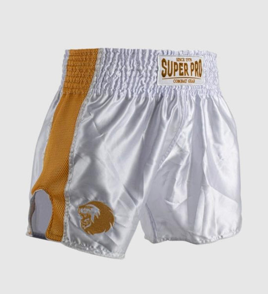Super Pro Kickboks Broekje Brave - Wit/Goud