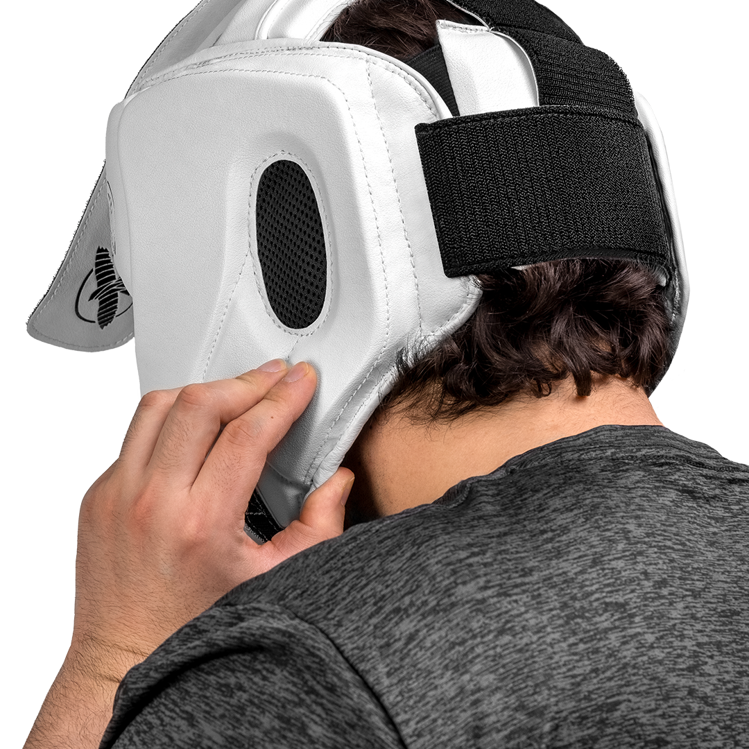 Hayabusa Hoofdbeschermer T3 met wang bescherming - Wit/Zwart