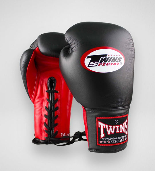 Twins Bokshandschoenen BGVLL 1 met vetersluiting - Zwart/Rood