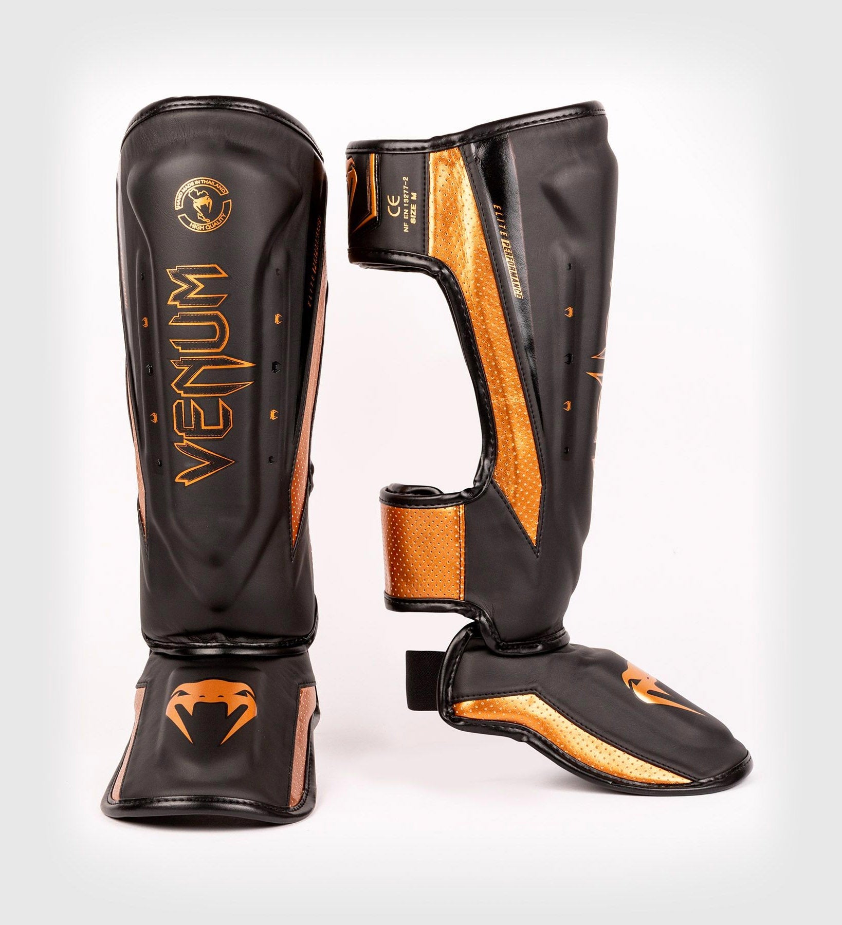 Venum Kickboks Scheenbeschermers Elite Evo - Zwart/Brons - Scheenbeschermers