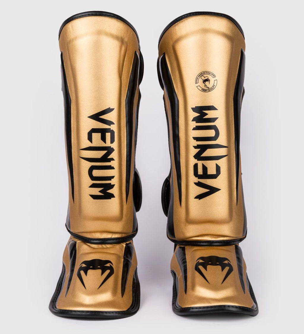 Venum Kickboks Scheenbeschermers Elite - Goud/Zwart - Scheenbeschermers