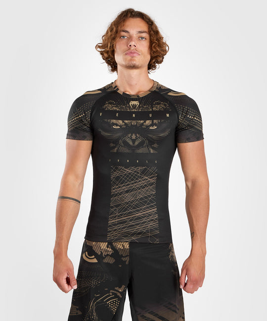 Venum Rashguard Gorilla Jungle Korte Mouwen - Zwart/Bruin