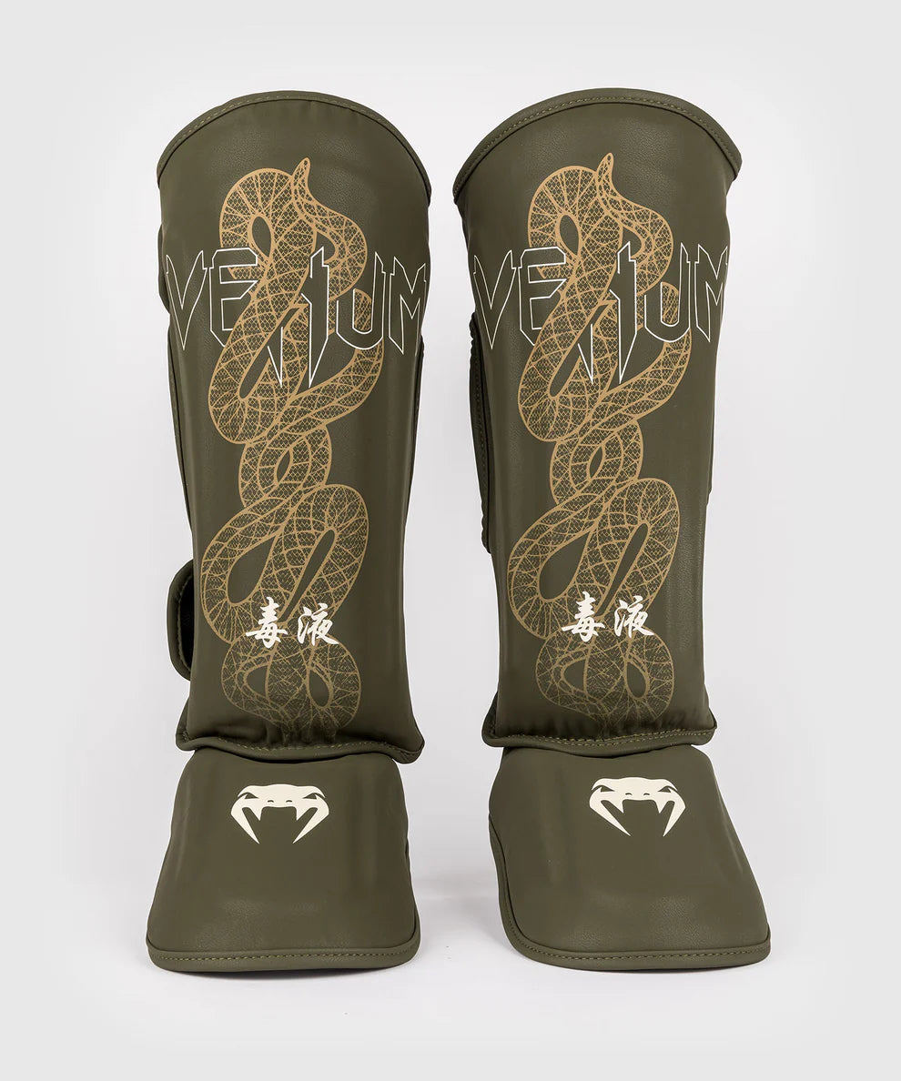 Venum Kickboks Scheenbeschermers Serpenti - Kaki Groen