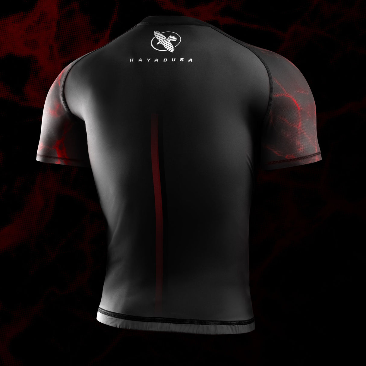 Hayabusa x UFC BJJ Rashguard Korte Mouwen - Zwart/Rood