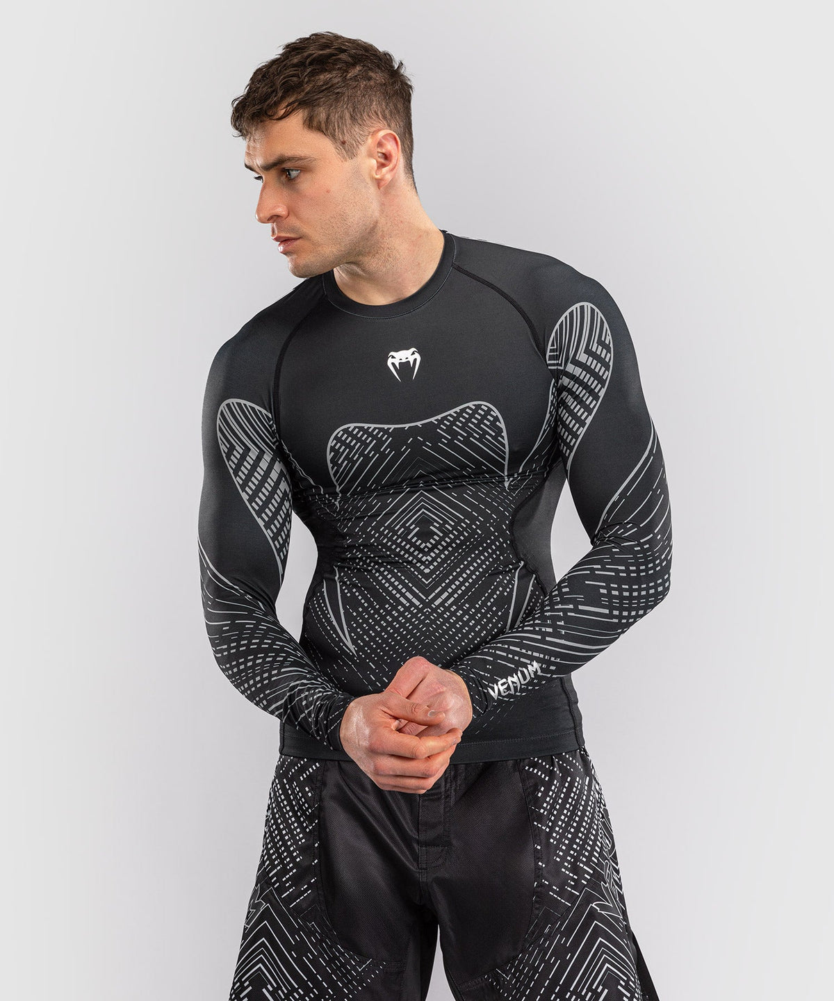 Venum Rashguard Midnight Fury - Zwart/Grijs/Zilver