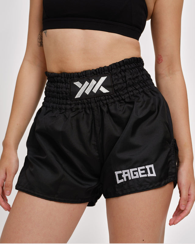 Shorts de Muay Thai Caged Classic – Noir