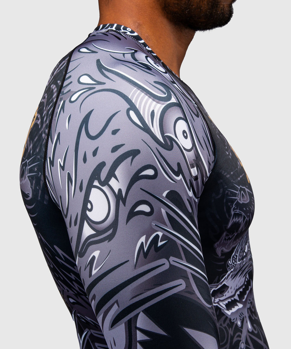 Venum Rashguard Wolf Atak - Zwart/Grijs