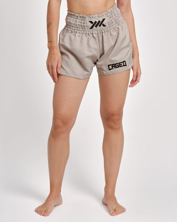 Muay Thai trenky Caged Classic – Světle šedé/Černé