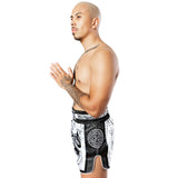 8 WEAPONS Muay Thai Shorts Carbon Sak Yant Tigers - Wit