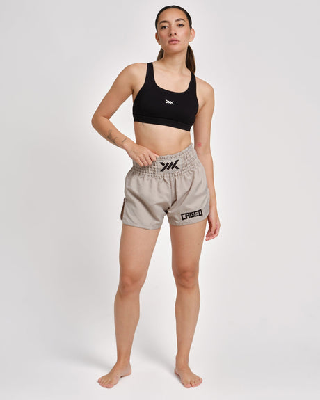 Caged Muay Thai Shorts Classic - Licht Grijs/Zwart vrouw