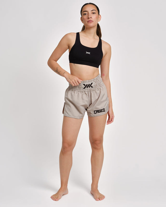 Caged Muay Thai Shorts Classic - Licht Grijs/Zwart vrouw
