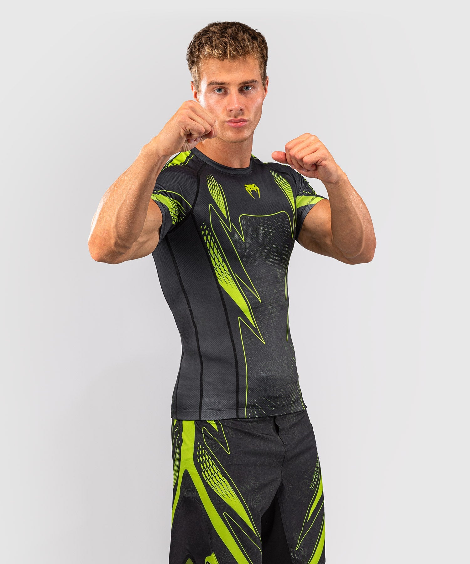 Venum Rashguard Amazonia Reborn Korte Mouwen - Zwart/Groen