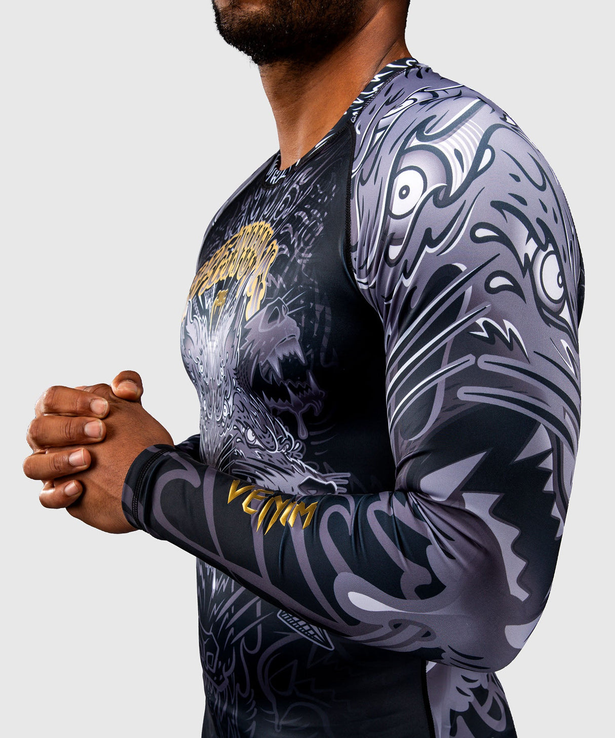 Venum Rashguard Wolf Atak - Zwart/Grijs