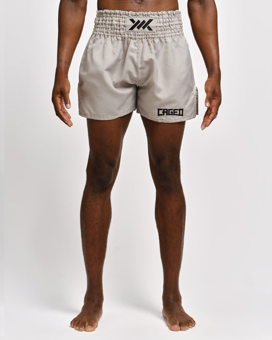 Caged Muay Thai Shorts Classic - Licht Grijs/Zwart