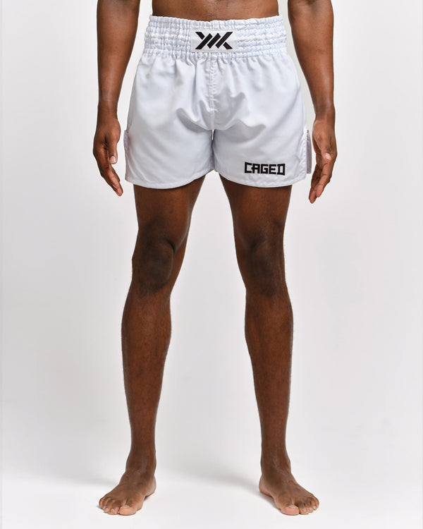 Caged Muay Thai Shorts Classic - Wit/Zwart
