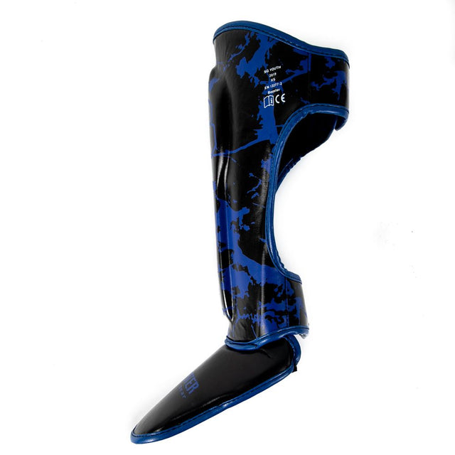 Protège-tibias Booster Marble Enfant – Noir/Bleu