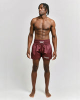 Caged Muay Thai Shorts Classic - Bordeaux Rood/Wit