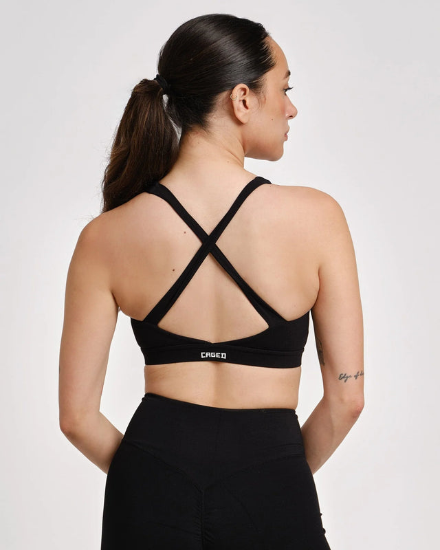 Sujetador deportivo Caged Essential – Negro