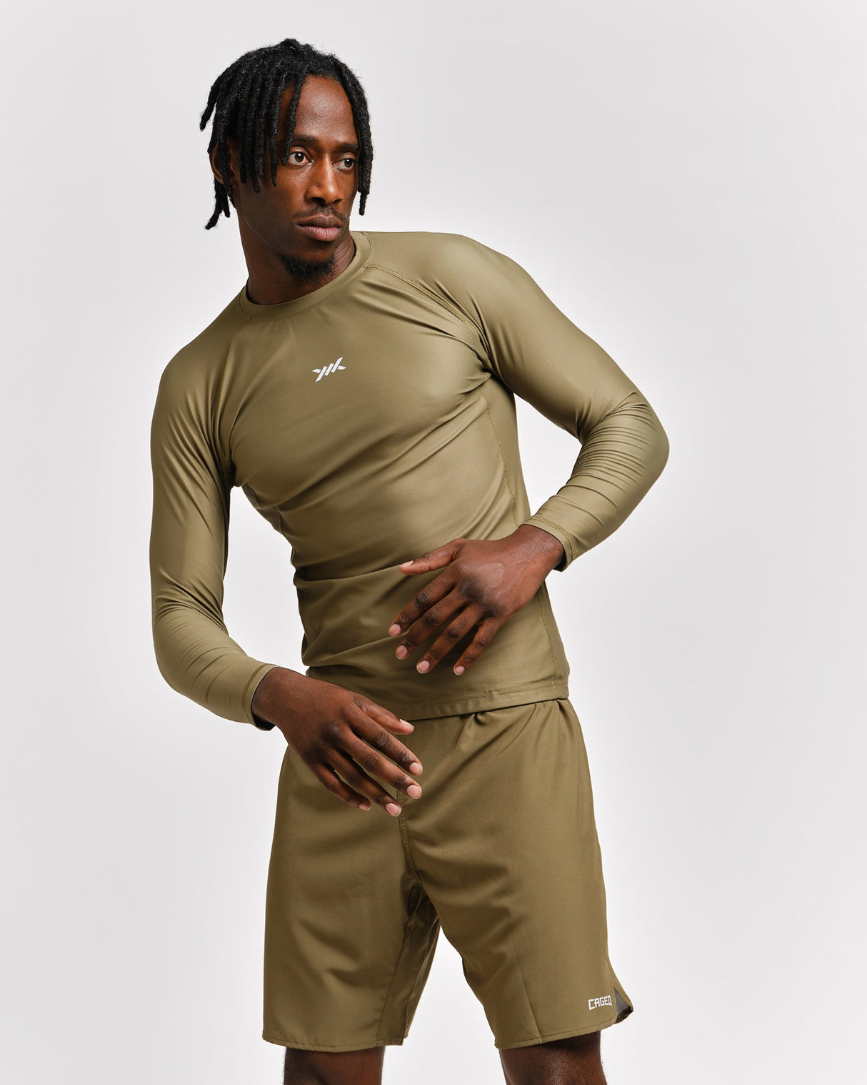 Caged Rashguard Tactical Lange Mouwen - Legergroen