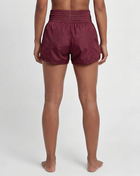 Caged Muay Thai Shorts Classic - Bordeaux Rood/Wit vrouw