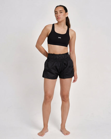 Muay Thai trenky Caged Classic – Černé/černé dámské
