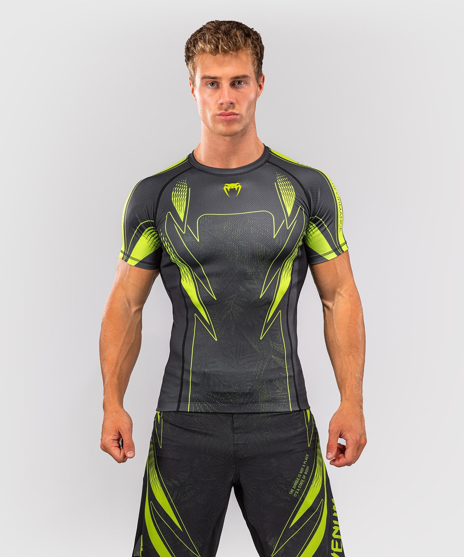Venum Rashguard Amazonia Reborn Korte Mouwen - Zwart/Groen