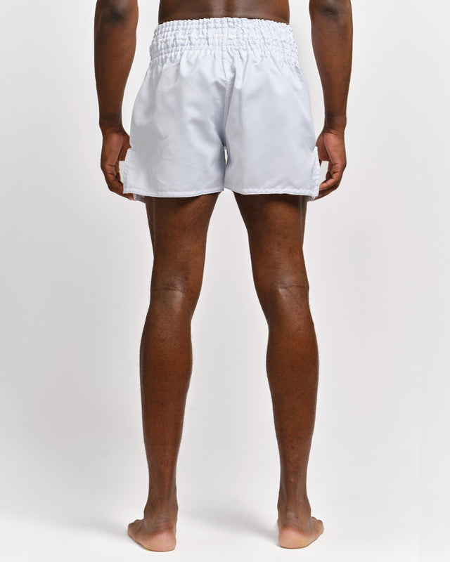 Pantaloni scurți Muay Thai Caged Classic – Alb/Negru