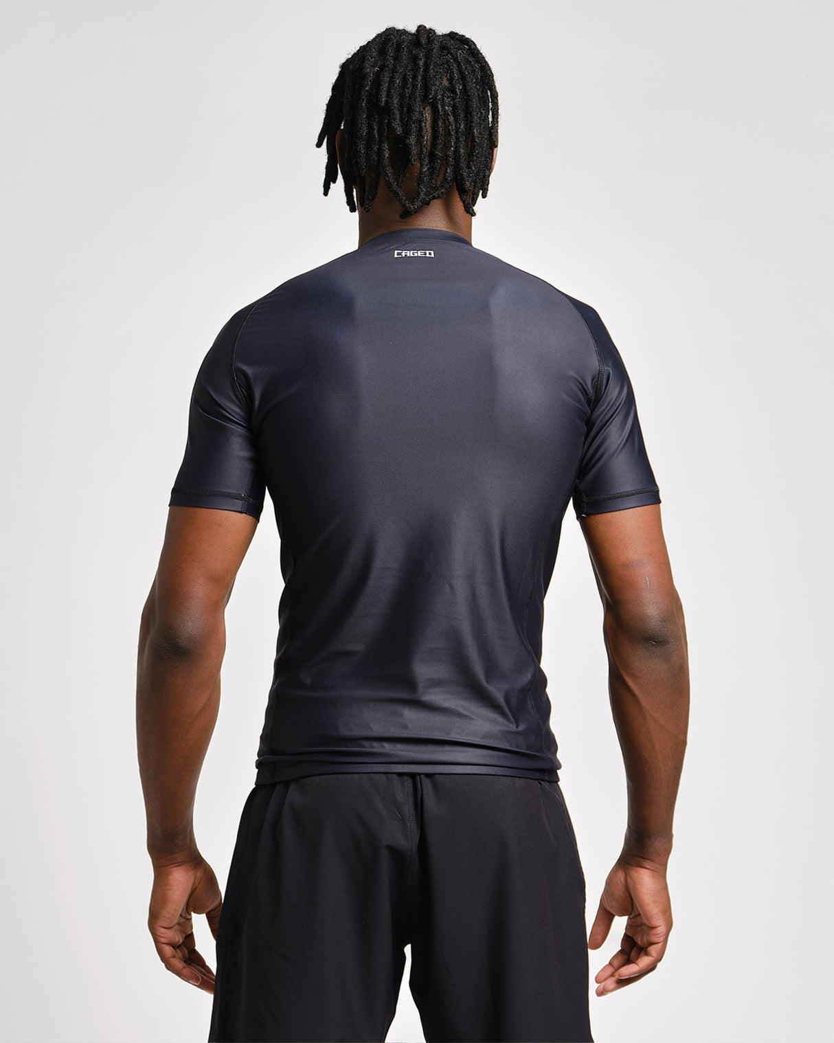 Caged Rashguard Tactical Korte Mouwen - Zwart