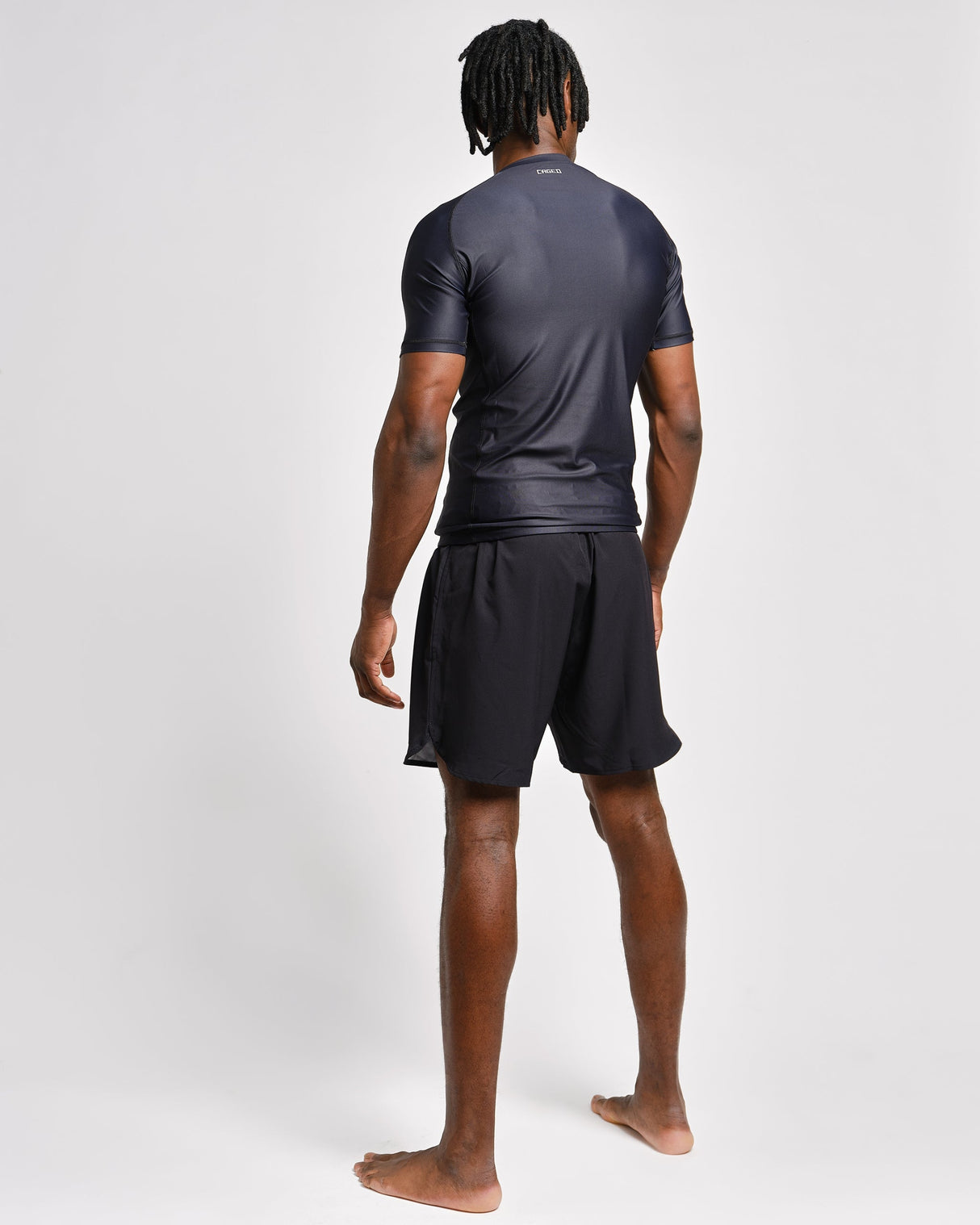 Caged Rashguard Tactical Korte Mouwen - Zwart