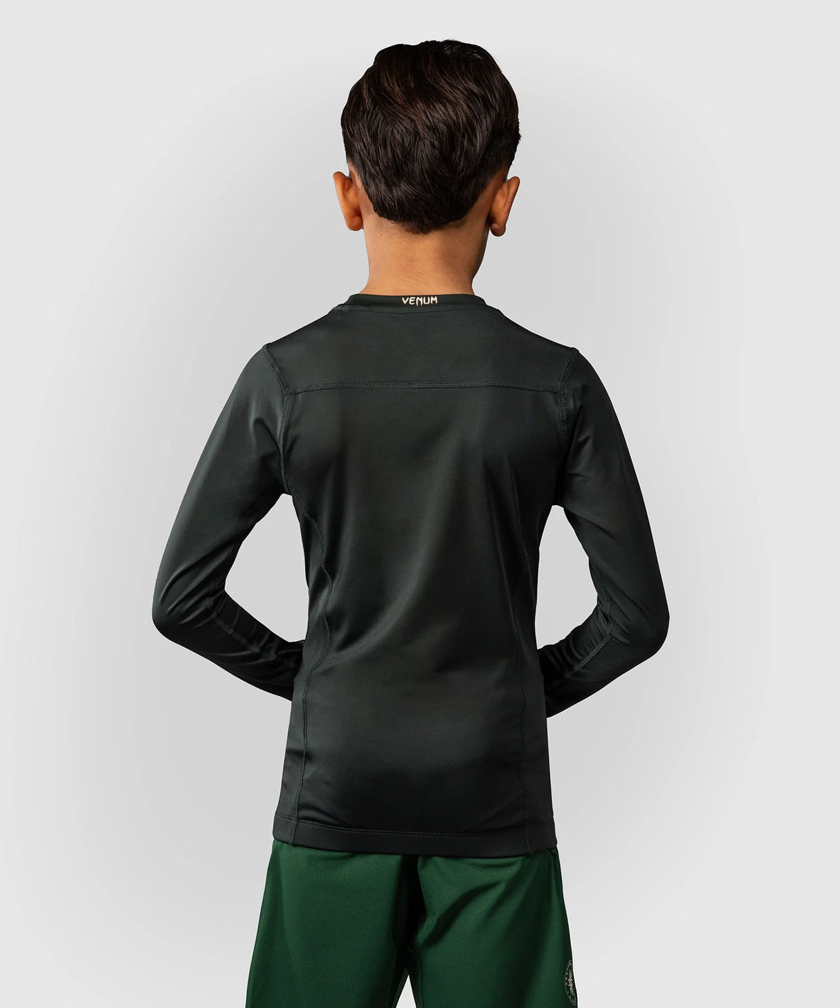 Venum Rashguard Attack Kids - Lange Mouwen - Groen/Gebroken Wit