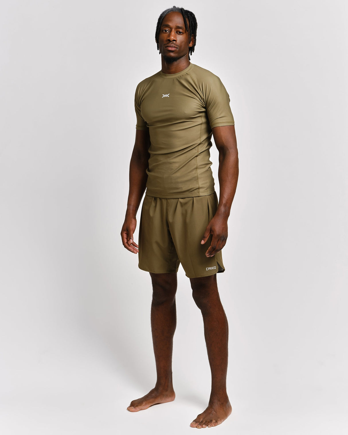 Caged Rashguard Tactical Korte Mouwen - Legergroen