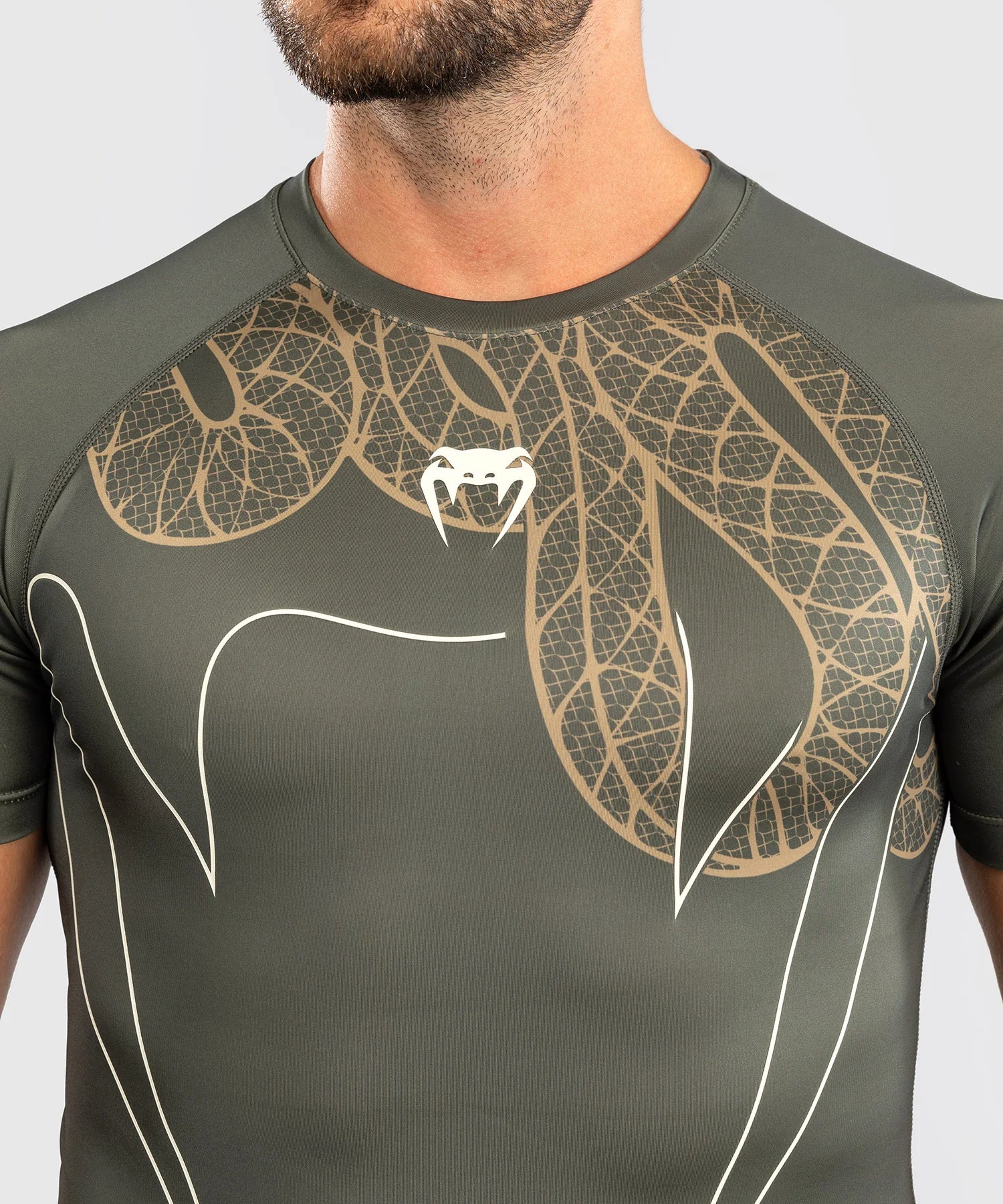 Venum Rashguard Korte Mouwen Serpenti - Kaki Groen