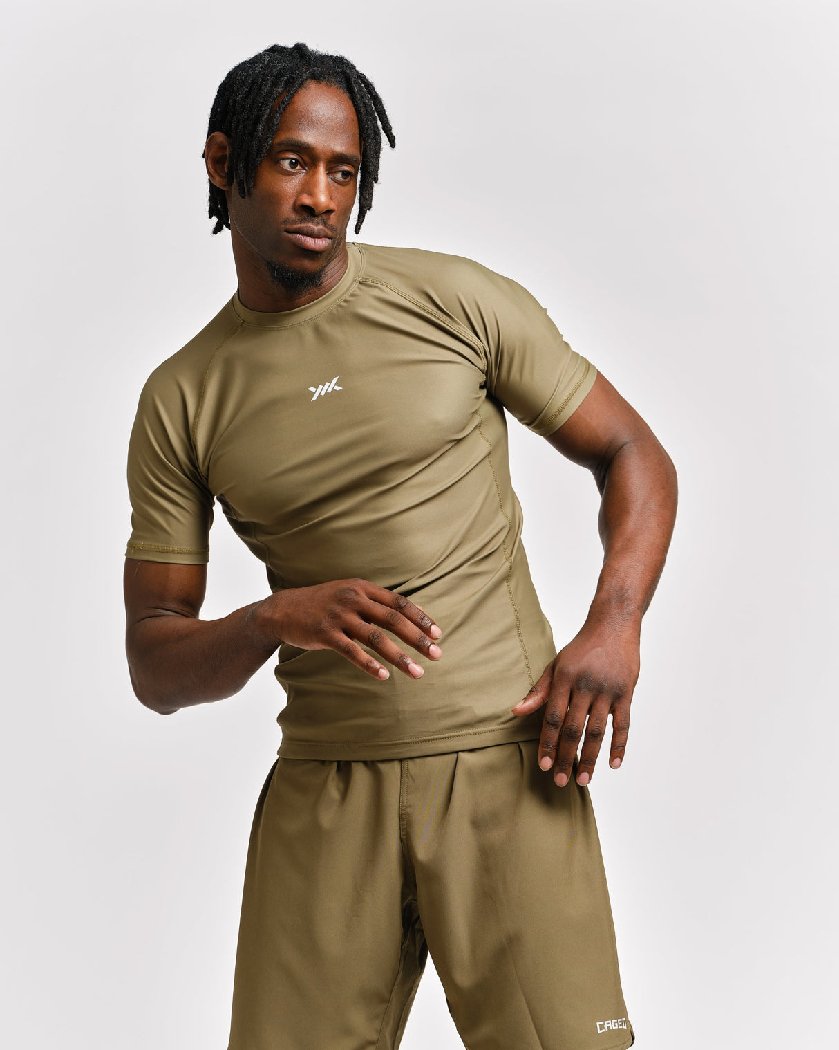 Caged Rashguard Tactical Korte Mouwen - Legergroen