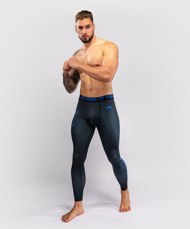 Pantaloncini a compressione Venum Thunder Dragon – Nero/Blu reale