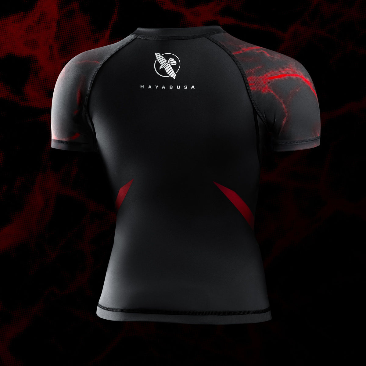 Hayabusa x UFC BJJ Rashguard Korte Mouwen Dames - Zwart/Rood