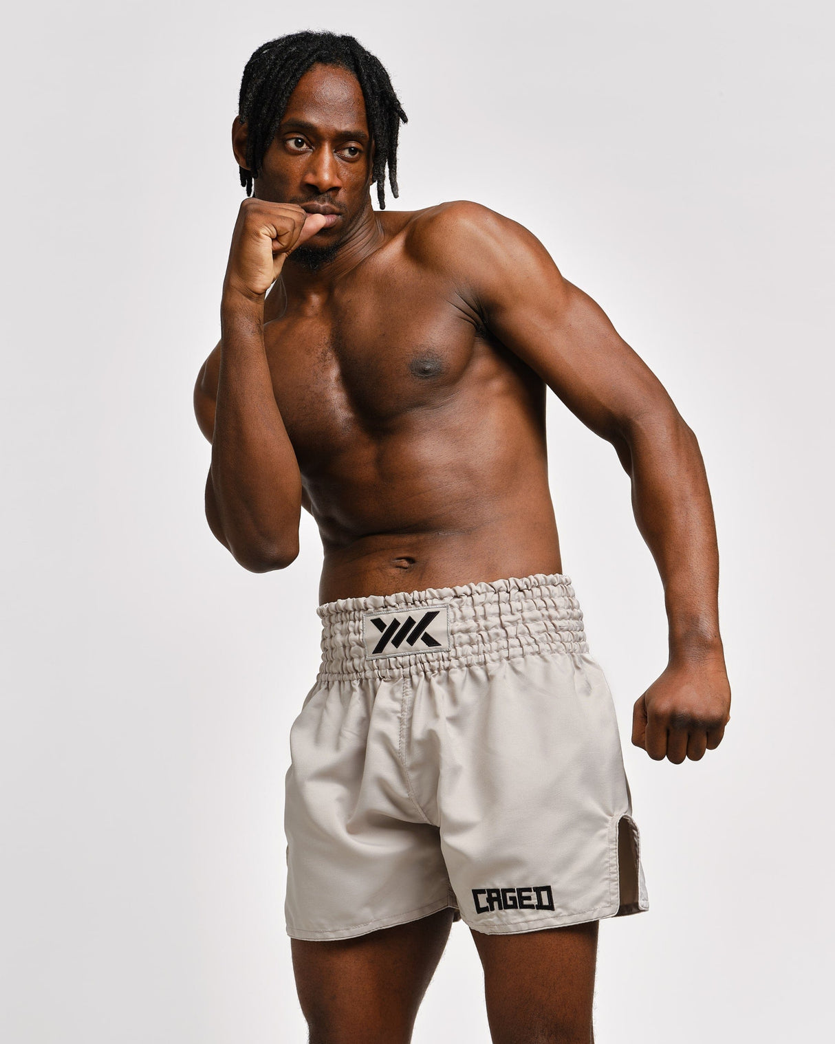 Caged Muay Thai Shorts Classic - Licht Grijs/Zwart