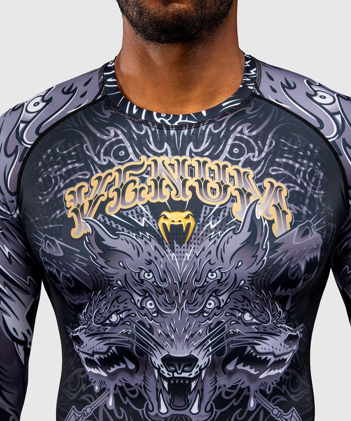 Venum Rashguard Wolf Atak - Zwart/Grijs
