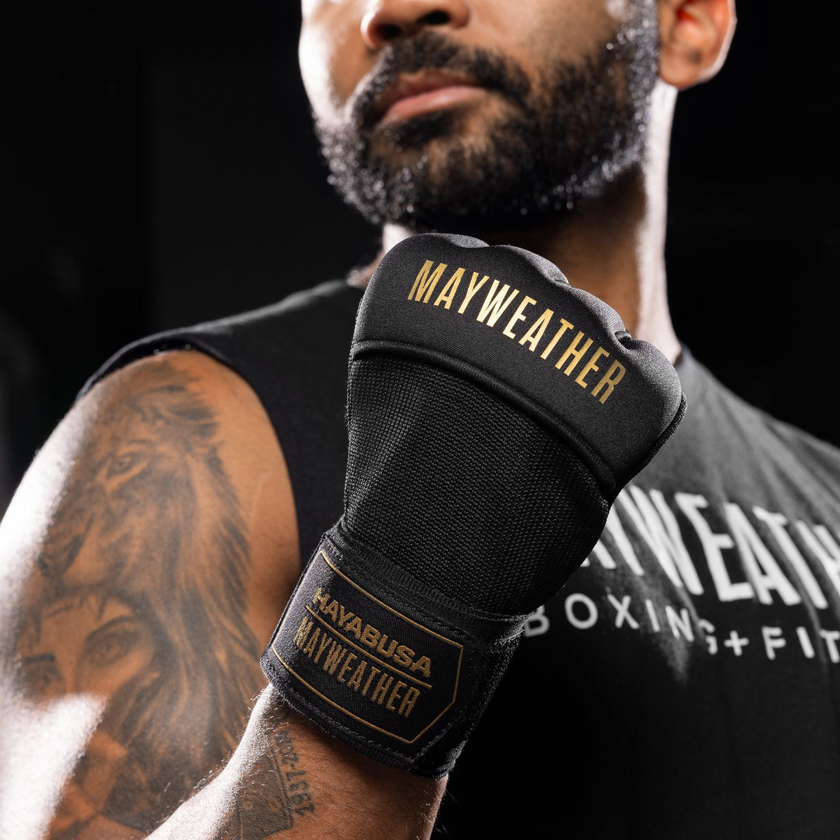 Hayabusa x Mayweather Binnenhandschoenen Deluxe Quick Wraps - Zwart/Goud