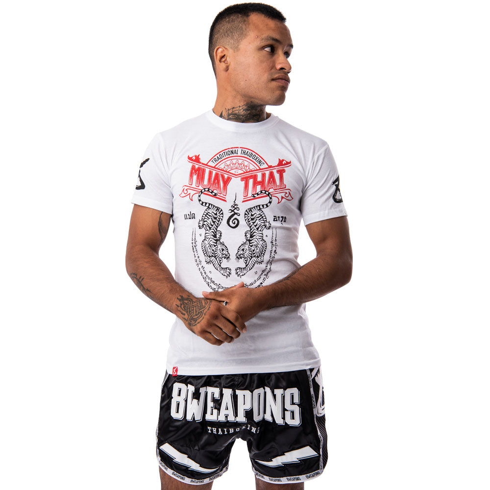 8 WEAPONS T-Shirt Sak Yant Tigers - Wit