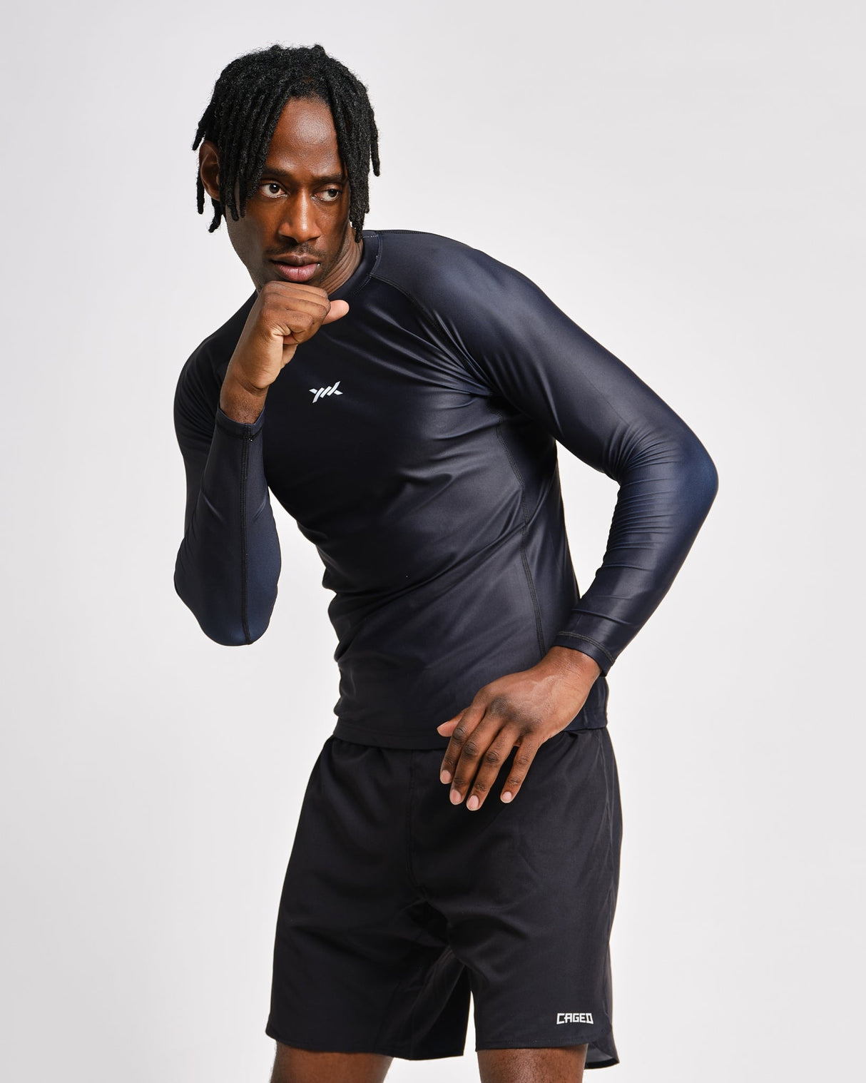 Caged Rashguard Tactical Lange Mouwen - Zwart