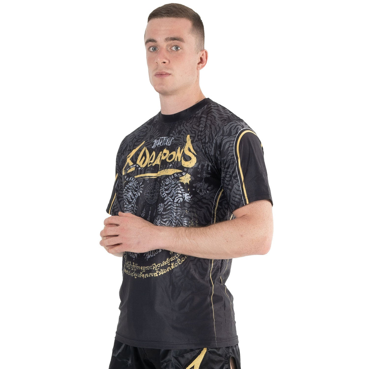 8 WEAPONS Functioneel T-Shirt Tiger Yant - Zwart/Geel