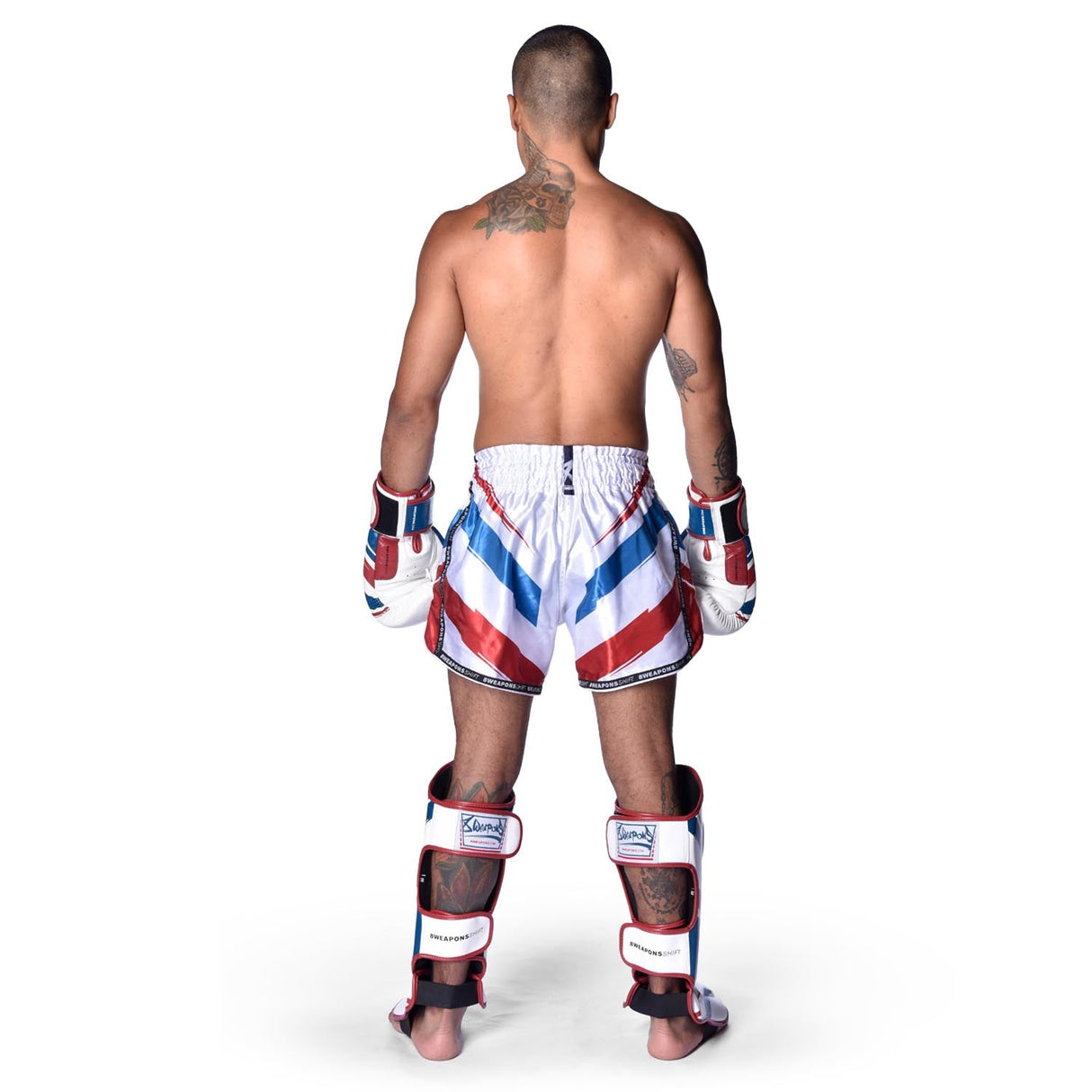 8 WEAPONS Muay Thai Shorts Shift - Wit/Navy/Rood