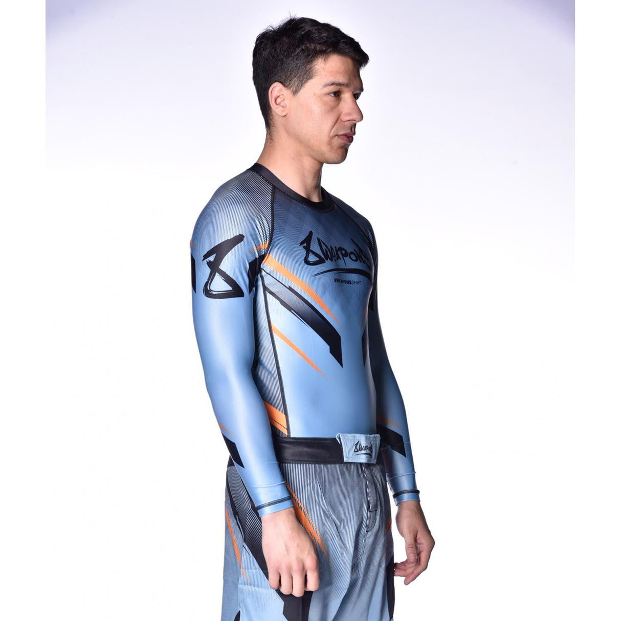 8 WEAPONS Rashguard Shift – Ice Grey/Orange