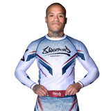 Rashguard 8 WEAPONS Shift – Bílá/Tmavě modrá/Červená