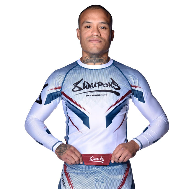 Rashguard 8 WEAPONS Shift – Blanco/Azul marino/Rojo