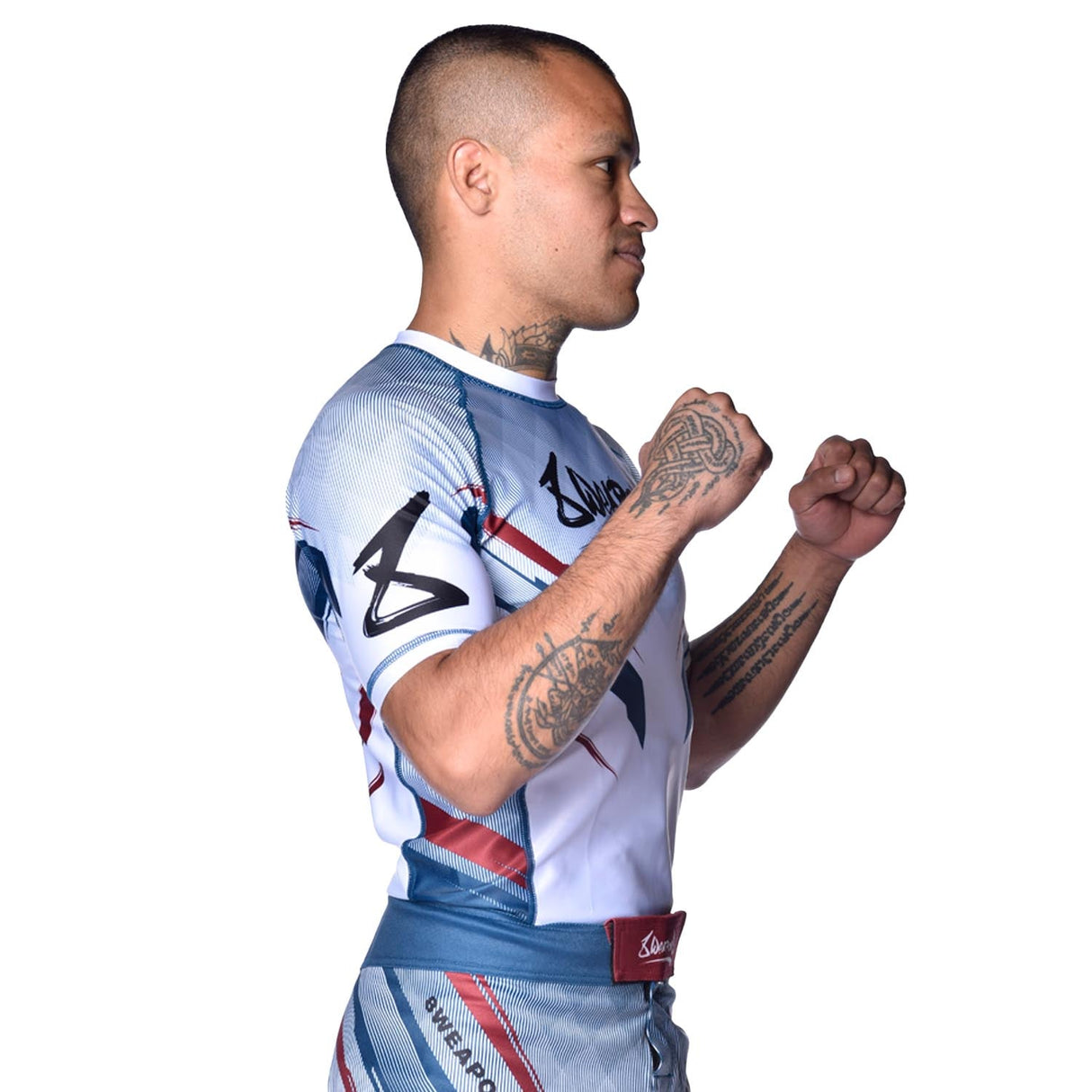 8 WEAPONS Rashguard Shift - Wit/Navy/Rood
