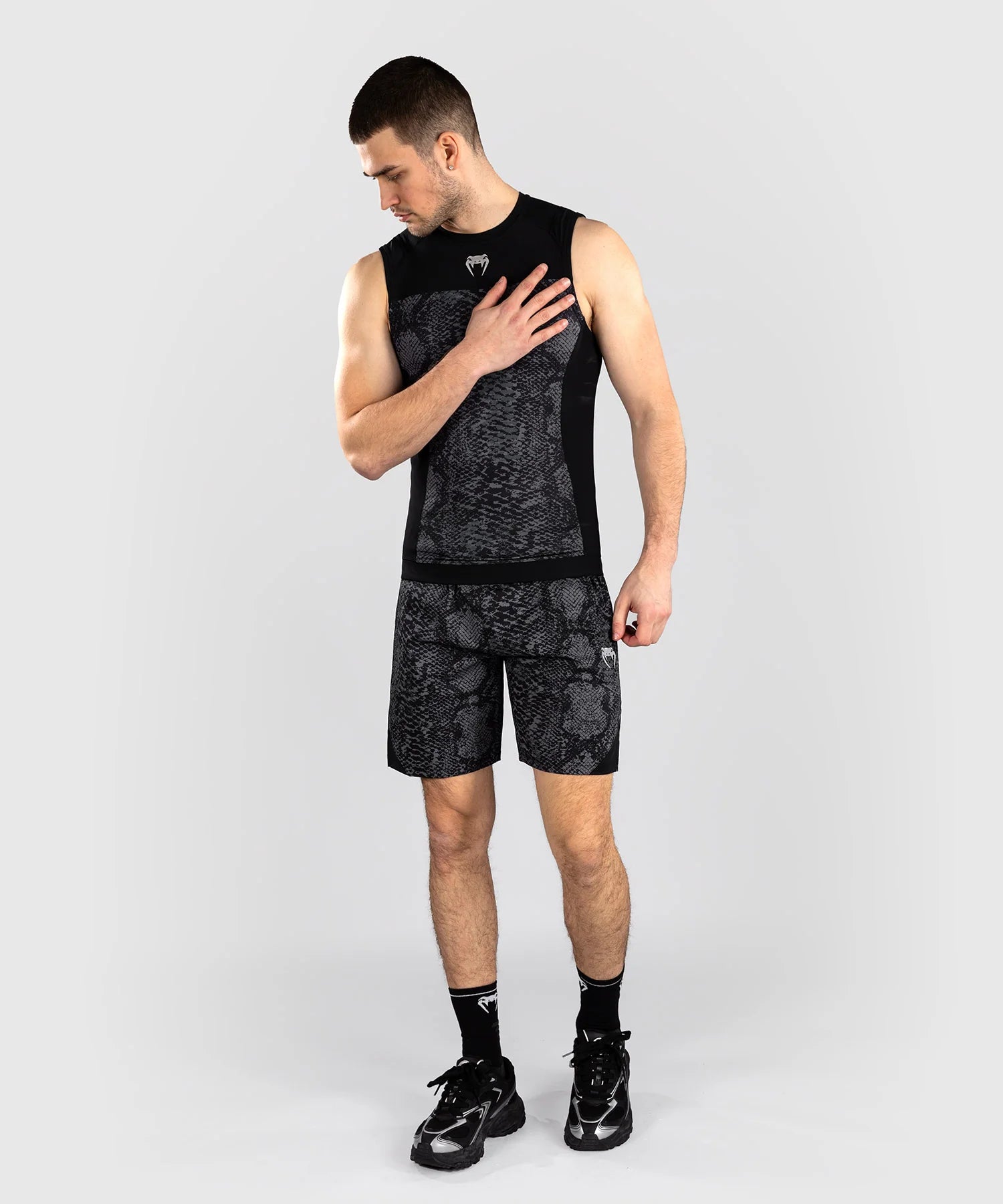 Rashguard Venum G-Fit Scales sans manches – Noir/Gris